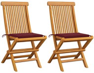 SHUMEE Židle zahradní s vínovými poduškami teak 3062469 - 2ks v balení - Zahradní židle