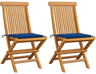 SHUMEE Židle zahradní s královsky modrými poduškami teak 3062470 - 2ks v balení - Zahradní židle