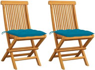 SHUMEE Židle zahradní se světle modrými poduškami teak 3062479 - 2ks v balení - Zahradní židle