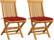 SHUMEE Židle zahradní s červenými poduškami teak 3062481 - 2ks v balení - Zahradní židle