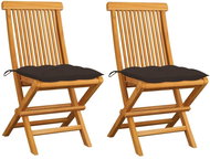SHUMEE Židle zahradní s taupe poduškami teak 3062483 - 2ks v balení - Zahradní židle