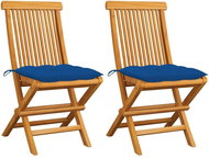 SHUMEE Židle zahradní s modrými poduškami teak 3062485 - 2ks v balení - Zahradní židle
