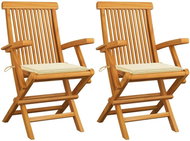SHUMEE Židle zahradní s krémovými poduškami teak 3062489 - 2ks v balení - Zahradní židle