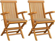 SHUMEE Židle zahradní s béžovými poduškami teak 3062490 - 2ks v balení - Zahradní židle