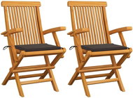 SHUMEE Židle zahradní s šedomodrými poduškami teak 3062495 - 2ks v balení - Zahradní židle