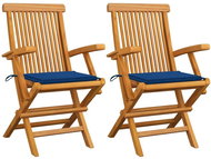SHUMEE Židle zahradní s královsky modrými poduškami teak 3062497 - 2ks v balení - Zahradní židle