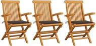 SHUMEE Křeslo zahradní s šedohnědými poduškami,  teak 3062522 - 3ks v balení - Zahradní křeslo