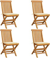 SHUMEE Židle zahradní s krémovými poduškami teak 3062570 - 4ks v balení - Zahradní židle