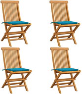 SHUMEE Židle zahradní s modrými poduškami teak 3062572 - 4ks v balení - Zahradní židle