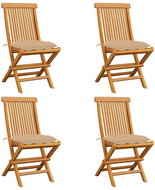 SHUMEE Židle zahradní s béžovými poduškami teak 3062586 - 4ks v balení - Zahradní židle