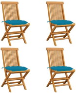 SHUMEE Židle zahradní se světle modrými poduškami teak 3062587 - 4ks v balení - Zahradní židle