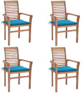 SHUMEE Židle zahradní s modrými poduškami, teak 3062626 - 4ks v balení - Zahradní židle