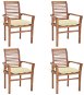 Zahradní židle SHUMEE Židle zahradní krémově bílé podušky, teak 3062639 - 4ks v balení - Zahradní židle