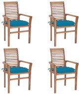 SHUMEE Židle zahradní světle modré podušky, teak 3062641 - 4ks v balení - Zahradní židle