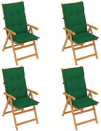 SHUMEE Křeslo zahradní se zelenými poduškami, teak 3065550 - 4ks v balení - Zahradní křeslo