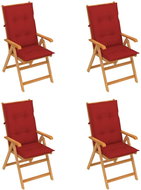 SHUMEE Křeslo zahradní s červenými poduškami, teak 3065551 - 4ks v balení - Zahradní křeslo