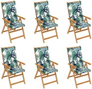 SHUMEE Křeslo zahradní s poduškami se vzorem listů, teak 3065587 - 6ks v balení - Zahradní křeslo