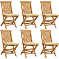 SHUMEE Židle zahradní s krémovými poduškami teak 3065592 - 6ks v balení - Zahradní židle