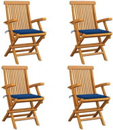 SHUMEE Křeslo zahradní s královsky modrými poduškami, teak 3065627 - 4ks v balení - Zahradní křeslo