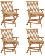 SHUMEE Křeslo zahradní s béžovými poduškami, teak 3065635 - 4ks v balení - Zahradní křeslo