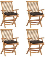 SHUMEE Křeslo zahradní s taupe poduškami,  teak 3065640 - 4ks v balení - Zahradní křeslo