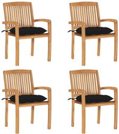 SHUMEE Židle zahradní stohovatelné s poduškami teak 3073262 - 4ks v balení - Zahradní židle