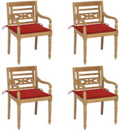 SHUMEE Židle zahradní BATAVIA s poduškami, teak 3073301 - 4ks v balení - Zahradní židle