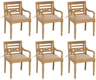 SHUMEE Židle zahradní BATAVIA s poduškami, teak 3073325 - 6ks v balení - Zahradní židle