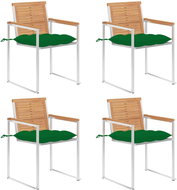 SHUMEE Židle zahradní s poduškami, teak 3078574 - 4ks v balení - Zahradní židle