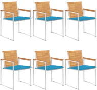 SHUMEE Židle zahradní s poduškami, teak 3078585 - 6ks v balení - Zahradní židle