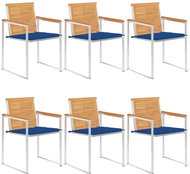 SHUMEE Židle zahradní s poduškami, teak 3078591 - 6ks v balení - Zahradní židle