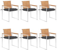 SHUMEE Židle zahradní s poduškami, teak 3078596 - 6ks v balení - Zahradní židle