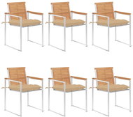 SHUMEE Židle zahradní s poduškami, teak 3078599 - 6ks v balení - Zahradní židle