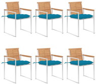 SHUMEE Židle zahradní s poduškami, teak 3078600 - 6ks v balení - Zahradní židle