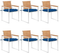 SHUMEE Židle zahradní s poduškami, teak 3078606 - 6ks v balení - Zahradní židle