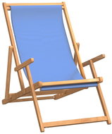 SHUMEE Lehátko plážové, teak, modré 317697 - Plážové lehátko