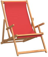 SHUMEE Lehátko plážové, teak, červené 317700 - Plážové lehátko
