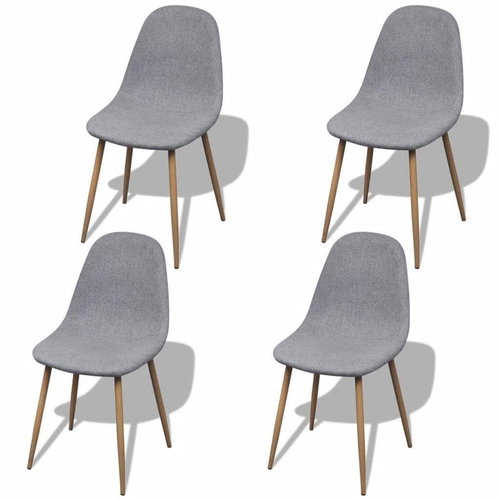 Jídelní židle 4 ks bez područek železné nohy textil světle šedé - Jídelní židle - Main image