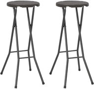 Folding Bar Stools 2 pcs HDPE and Steel Brown Rattan Look 44559 - Garden Stool