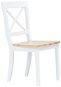 Jedálenské stoličky 6 ks biele a svetlé drevo masívny kaučukovník - Jedálenská stolička