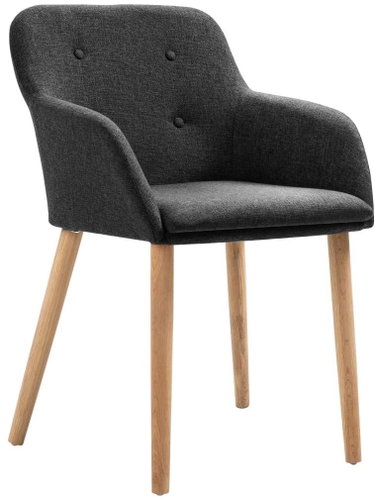 Jídelní židle 4 ks tmavě šedé textil a masivní dubové dřevo - Jídelní židle - Main image