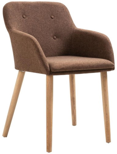 Jídelní židle 6 ks hnědé textil a masivní dubové dřevo - Jídelní židle - Main image