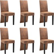 Jídelní židle 6 ks hnědé umělá broušená kůže - Jídelní židle