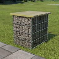 Garden Chair 40 x 40 x 45cm Galvanised Steel Pine Wood 275898 - Garden Stool