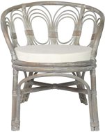 Jídelní židle s poduškou šedá přírodní ratan a lněné plátno - Jídelní židle