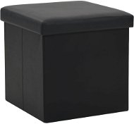 Skladacia úložná stolička čierna umelá koža - Stolička