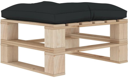 Garden Stool made of Pallets with Anthracite Cushion Wood 3052231 - Ottoman - Main image