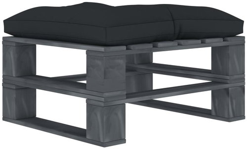 Garden Stool made of Pallets with Anthracite Cushion, Wood 3052519 - Ottoman - Main image