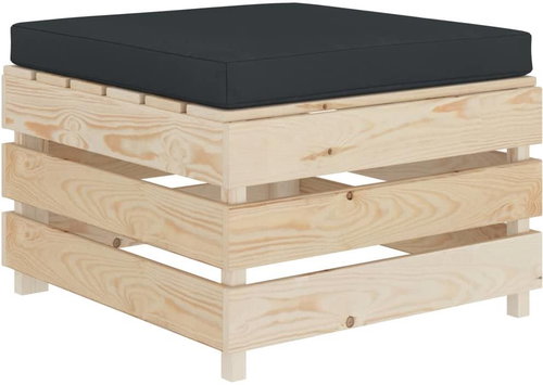 Garden Stool made of Pallets with Anthracite Cushion Wood 3051755 - Ottoman - Main image