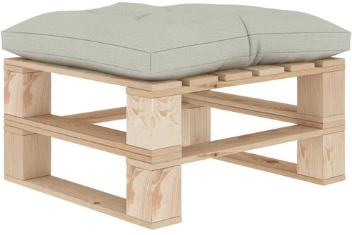 Garden Stool from Pallets with Beige Wood Cushion 3052279 - Ottoman - Main image